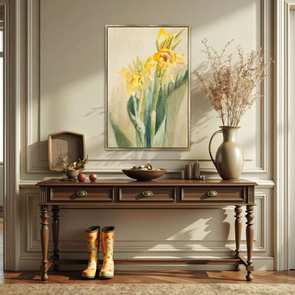 Yellow Canna Lilies Watercolor by Hannah Borger Overbeck