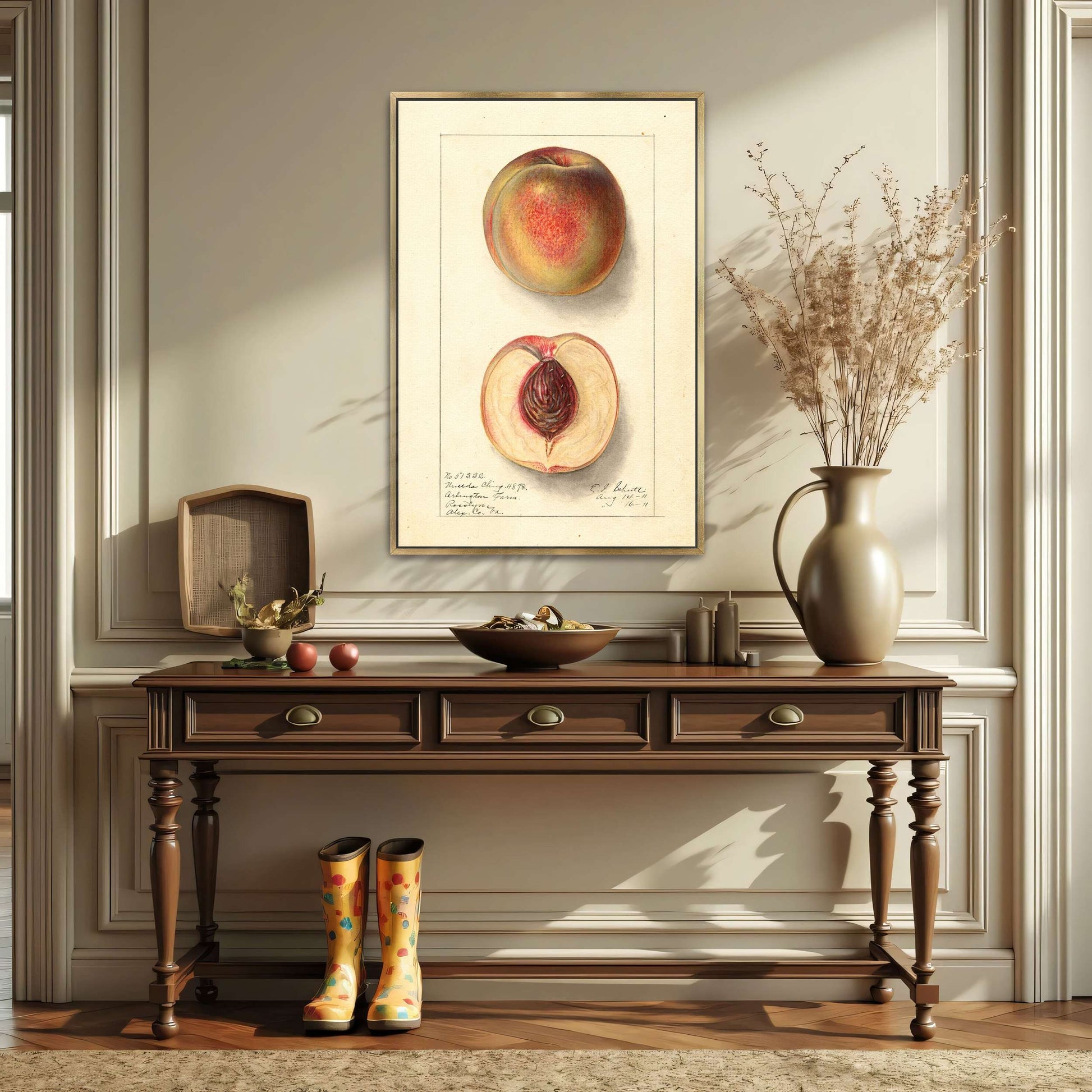 Peach Watercolor Painting by Ellen Isham Schutt