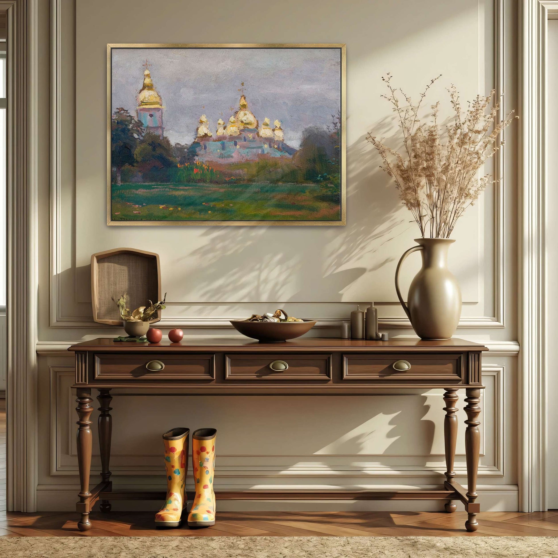 Church with Golden Domes in Landscape by Jan Stanislawski