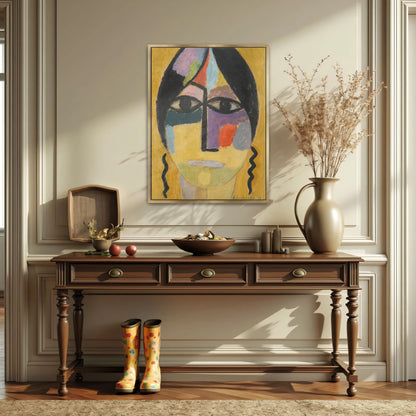 Colorful Abstract Portrait Of A Woman With Black Hair By Alexej Von Jawlensky