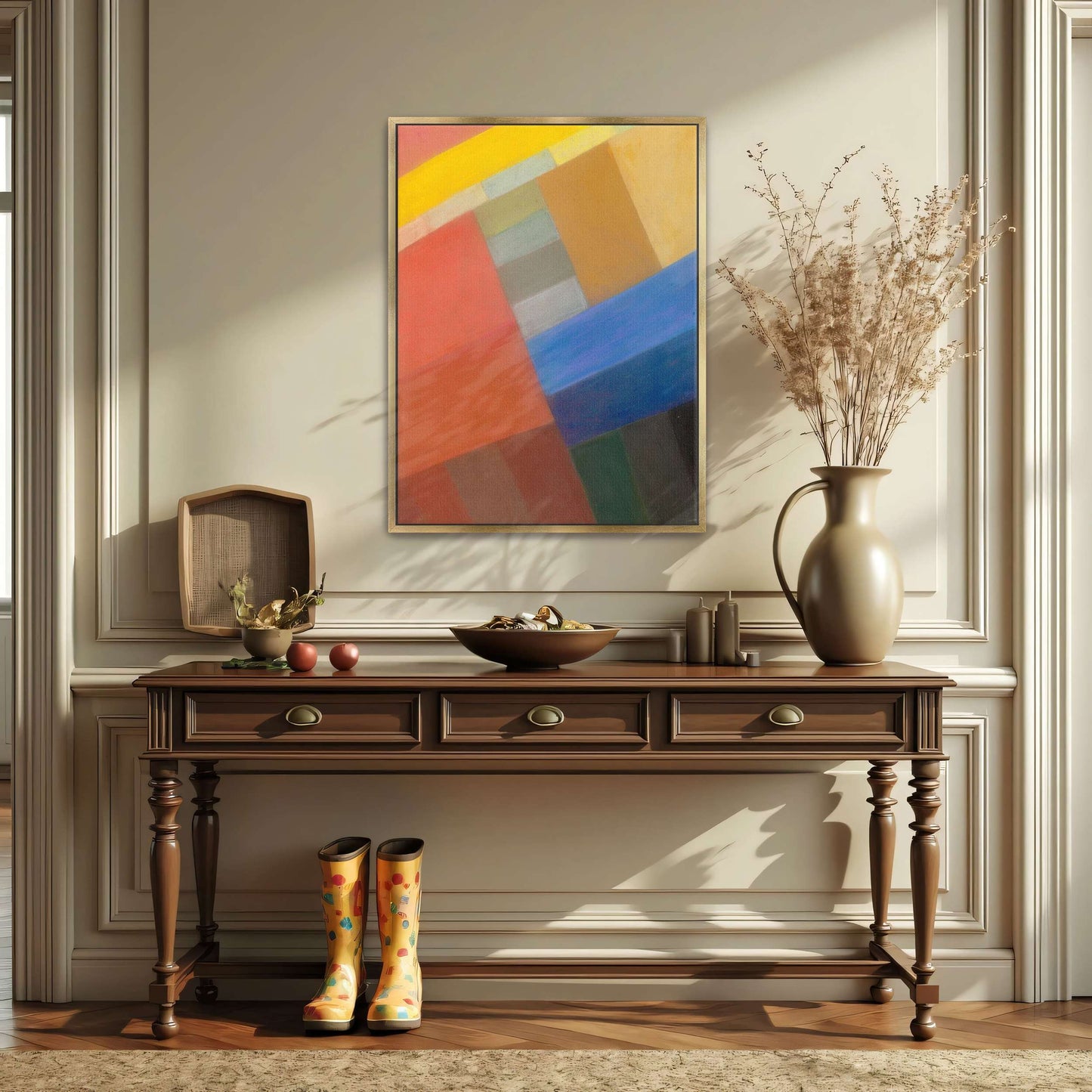 Abstract geometric art with colorful squares by Otto Freundlich