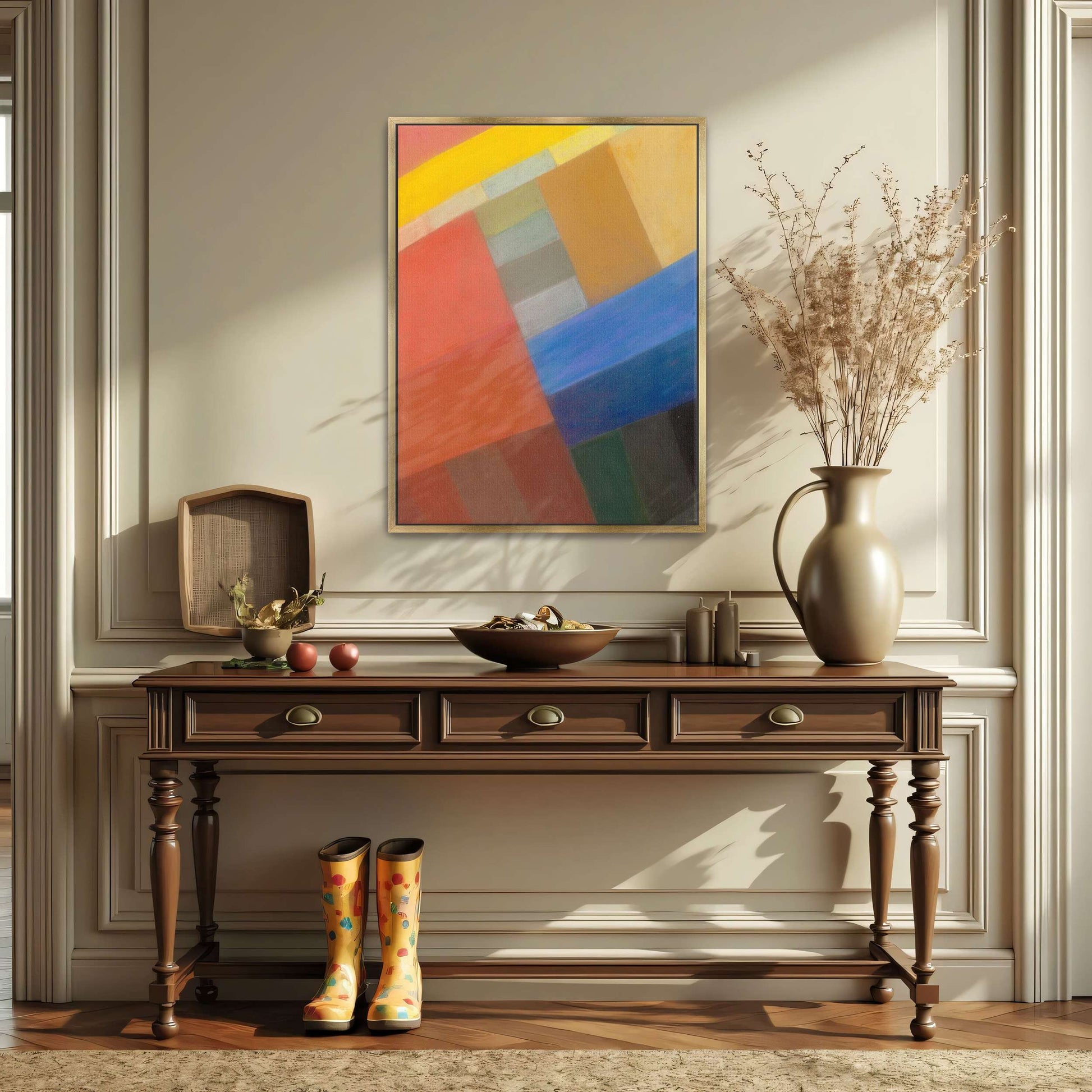 Abstract geometric art with colorful squares by Otto Freundlich