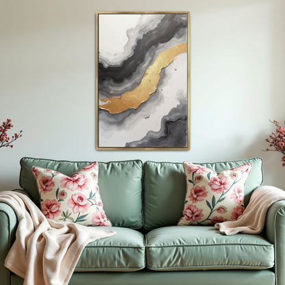 Abstract Gold And Grey Swirls By Yara Rabibzad