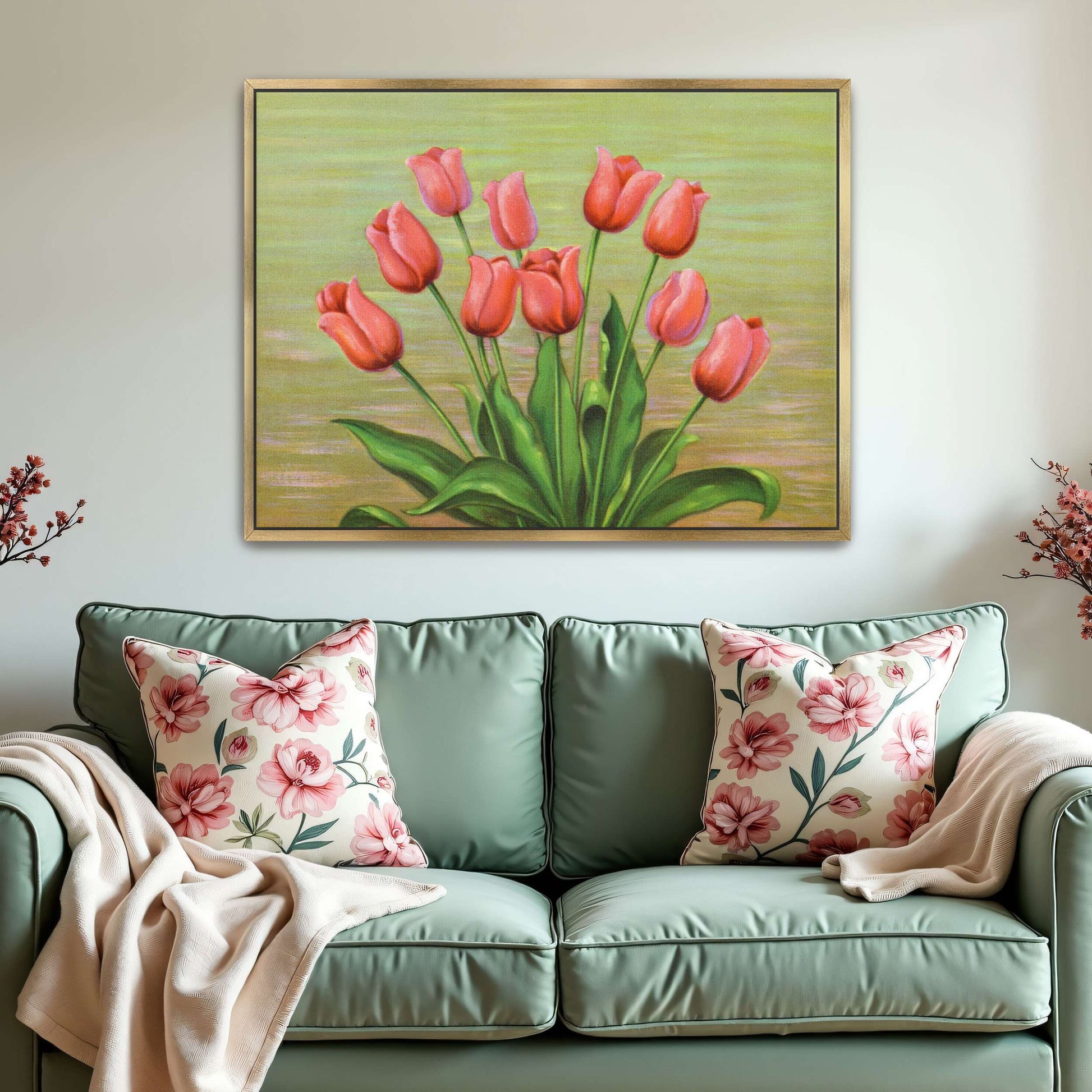 Red tulips in a vase by Lafayette F. Cargill