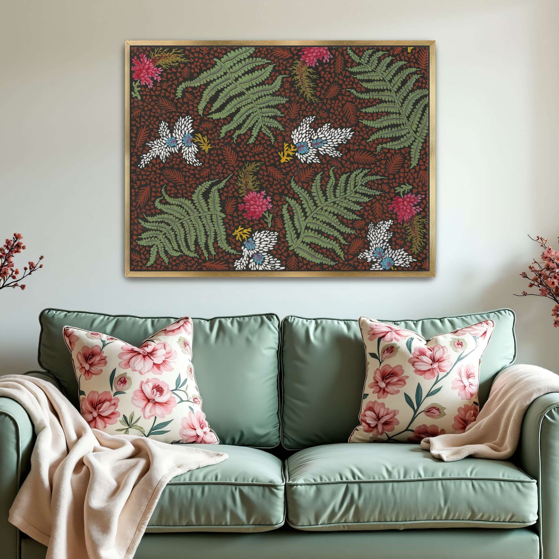 Fern and flower textile design by Yara Rabibzad