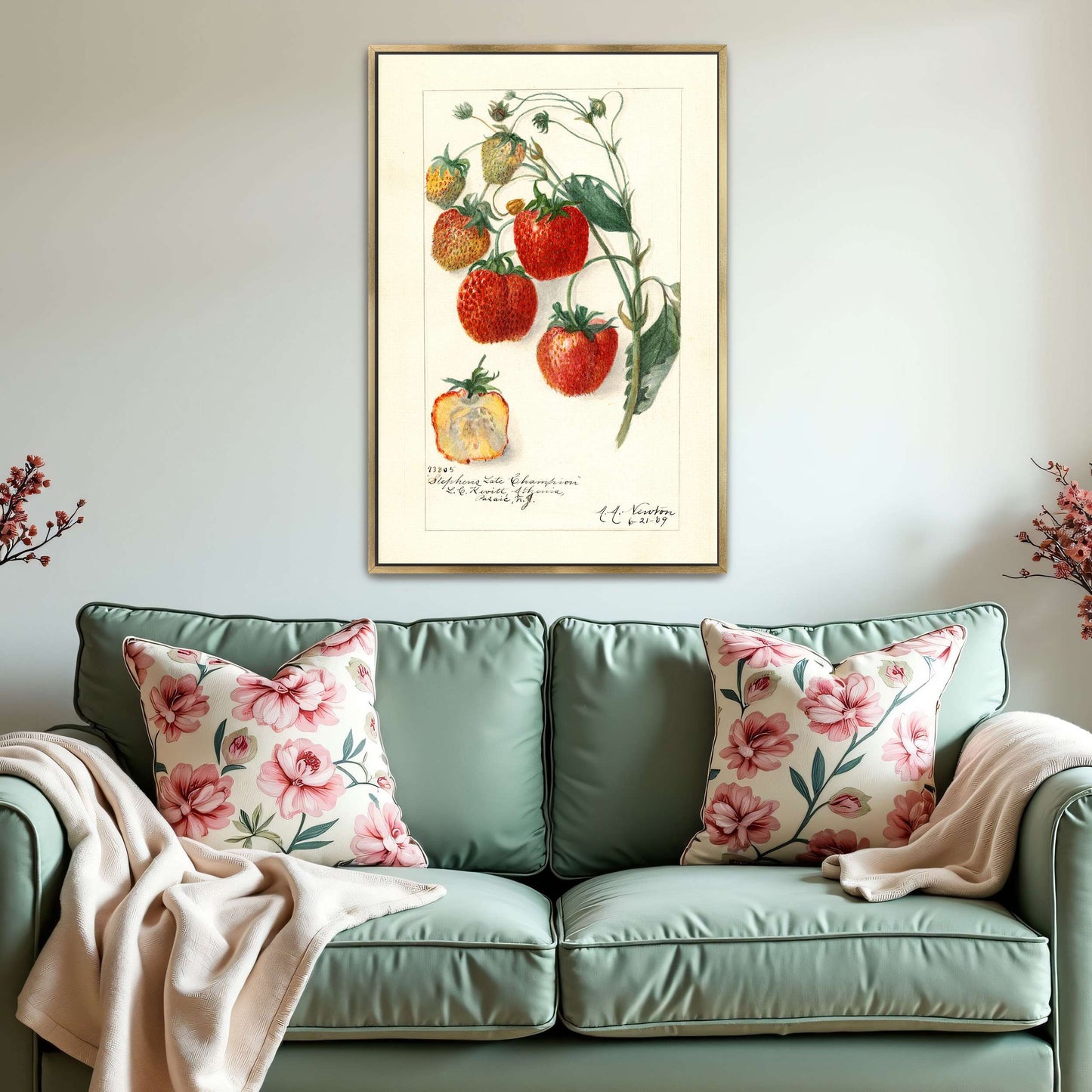 Watercolor painting of strawberries by Amanda Almira Newton