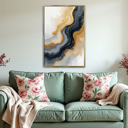 Abstract Gold And Grey Swirls By Yara Rabibzad