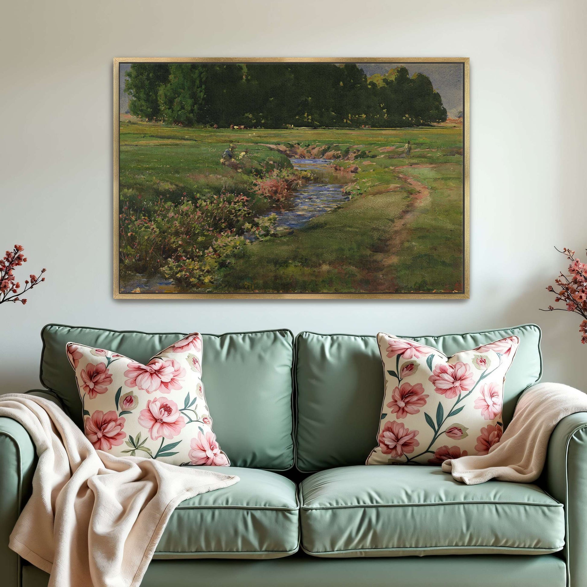 Stream flows through green field by William Henry Holmes