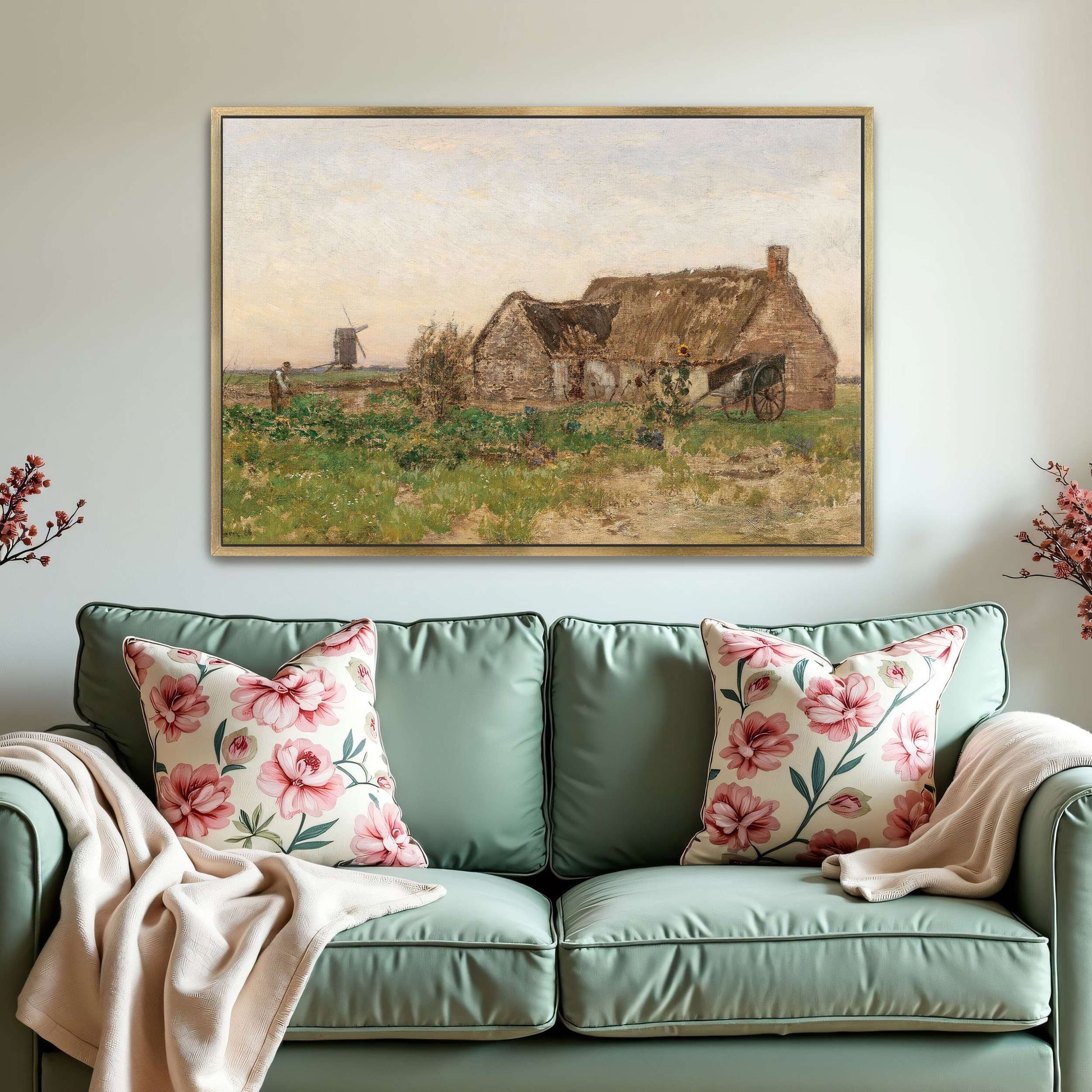 Rural scene with farmhouse, windmill by Eugen Jettel