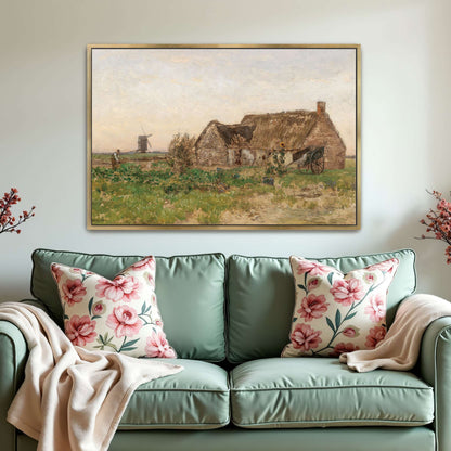 Rural scene with farmhouse, windmill by Eugen Jettel