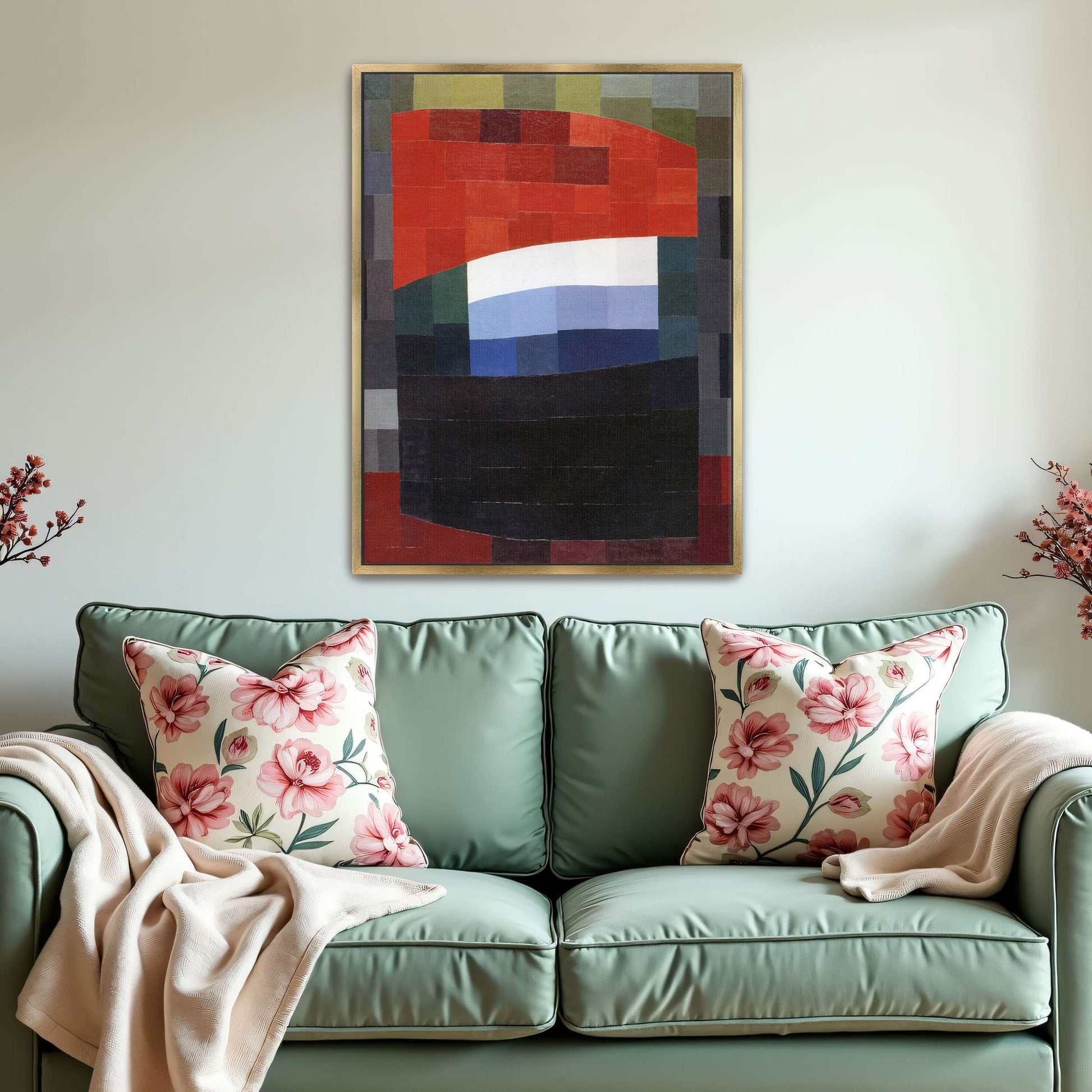 Abstract geometric art with red, white, and blue by Otto Freundlich