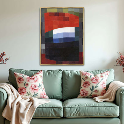 Abstract geometric art with red, white, and blue by Otto Freundlich