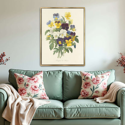 Pansies bouquet illustration by Pierre Joseph Redouté