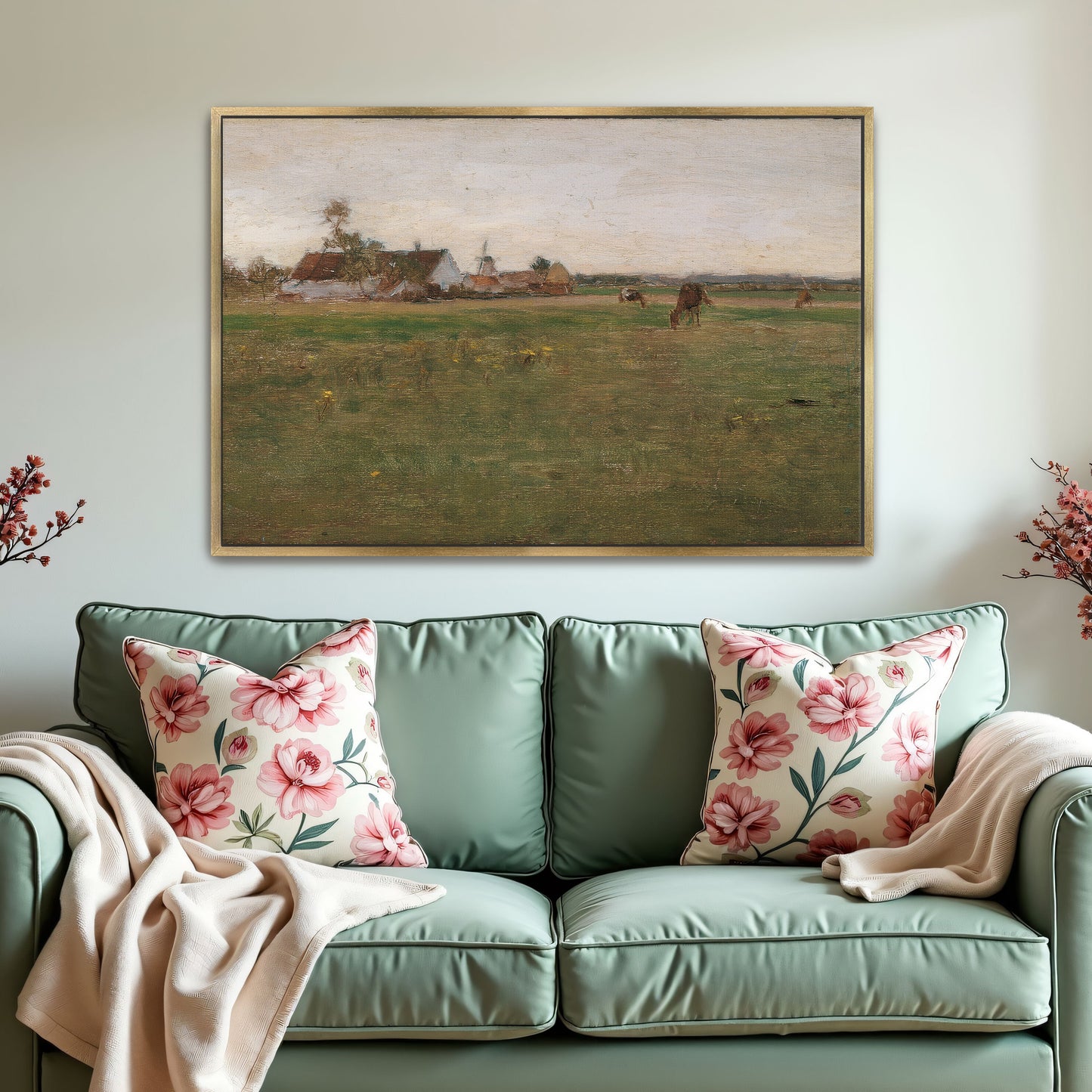 Farmhouse In A Field At Dusk By Eugen Jettel