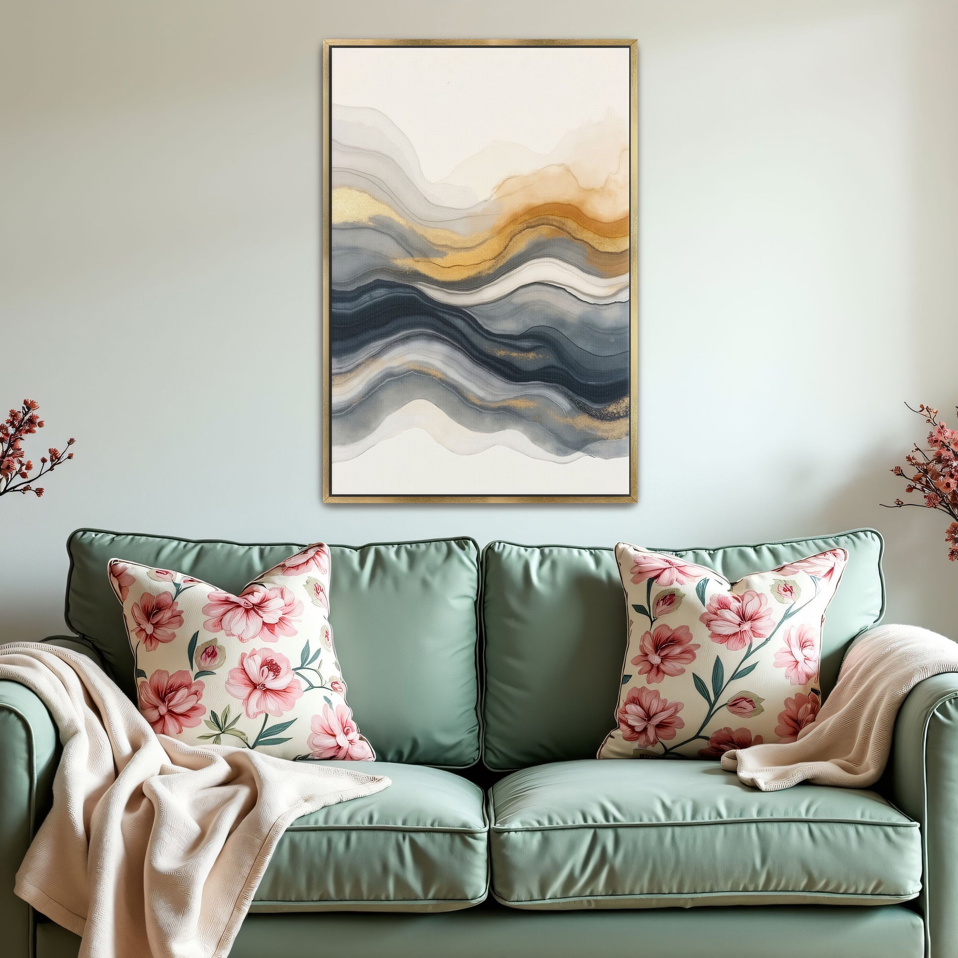 Abstract Gold And Grey Swirls By Yara Rabibzad