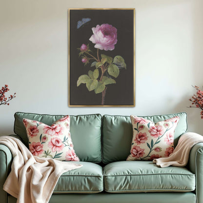 Pink rose, butterfly, caterpillar by Elisabeth Christina Matthes
