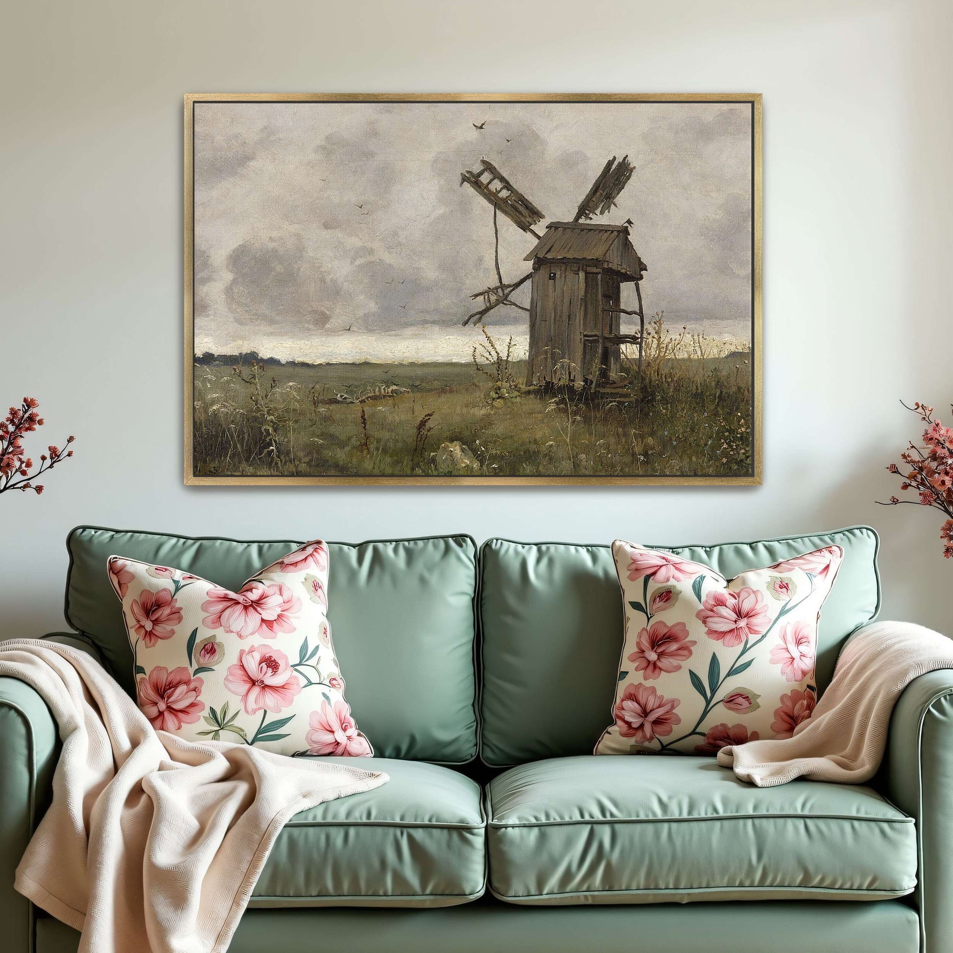 A dilapidated windmill in a field by Jan Stanislawski