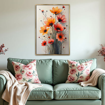 Orange And Pink Flower Bouquet Watercolor Painting By Yara Rabibzad