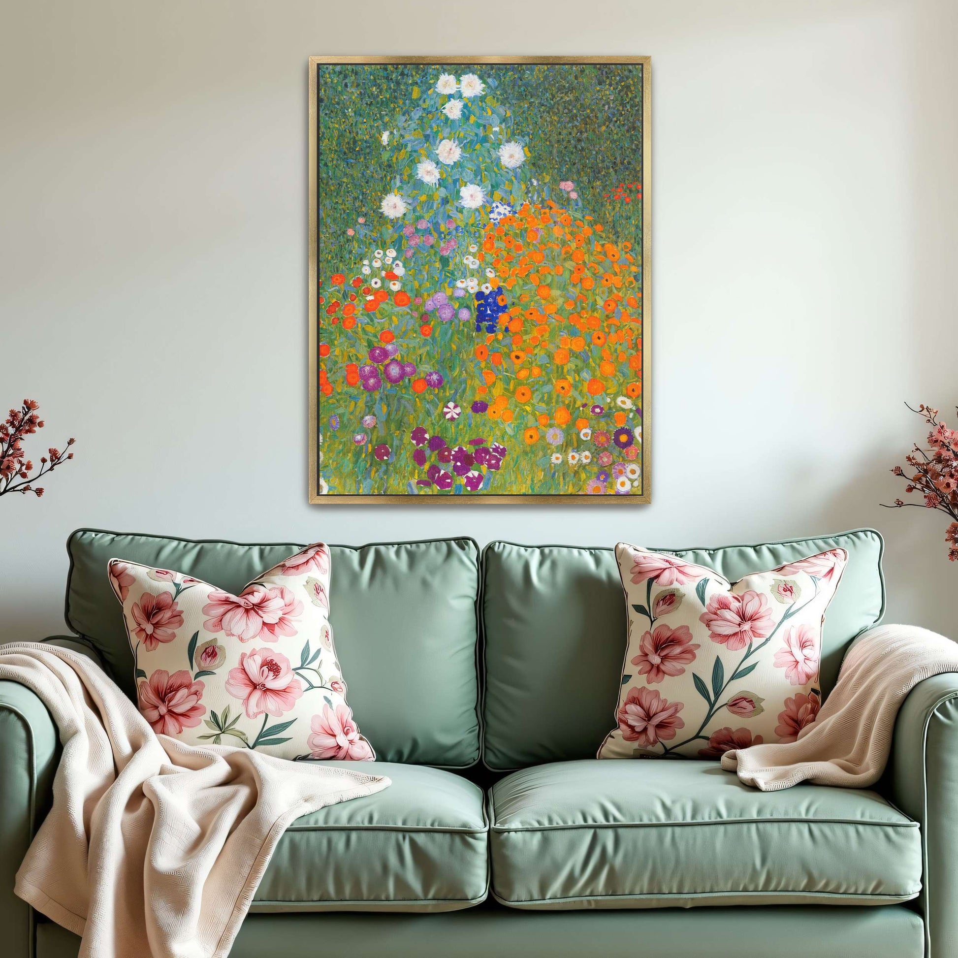 A vibrant garden with colorful flowers by Gustav Klimt