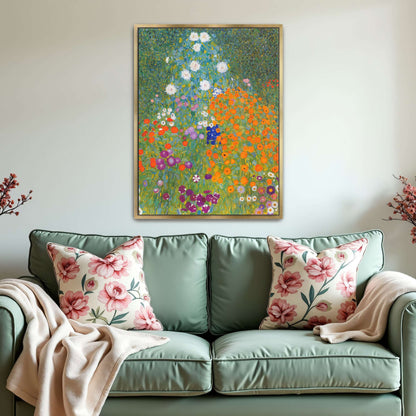 A vibrant garden with colorful flowers by Gustav Klimt