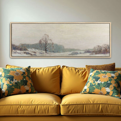 Snowy winter landscape with a lone tree by Leonard Ochtman
