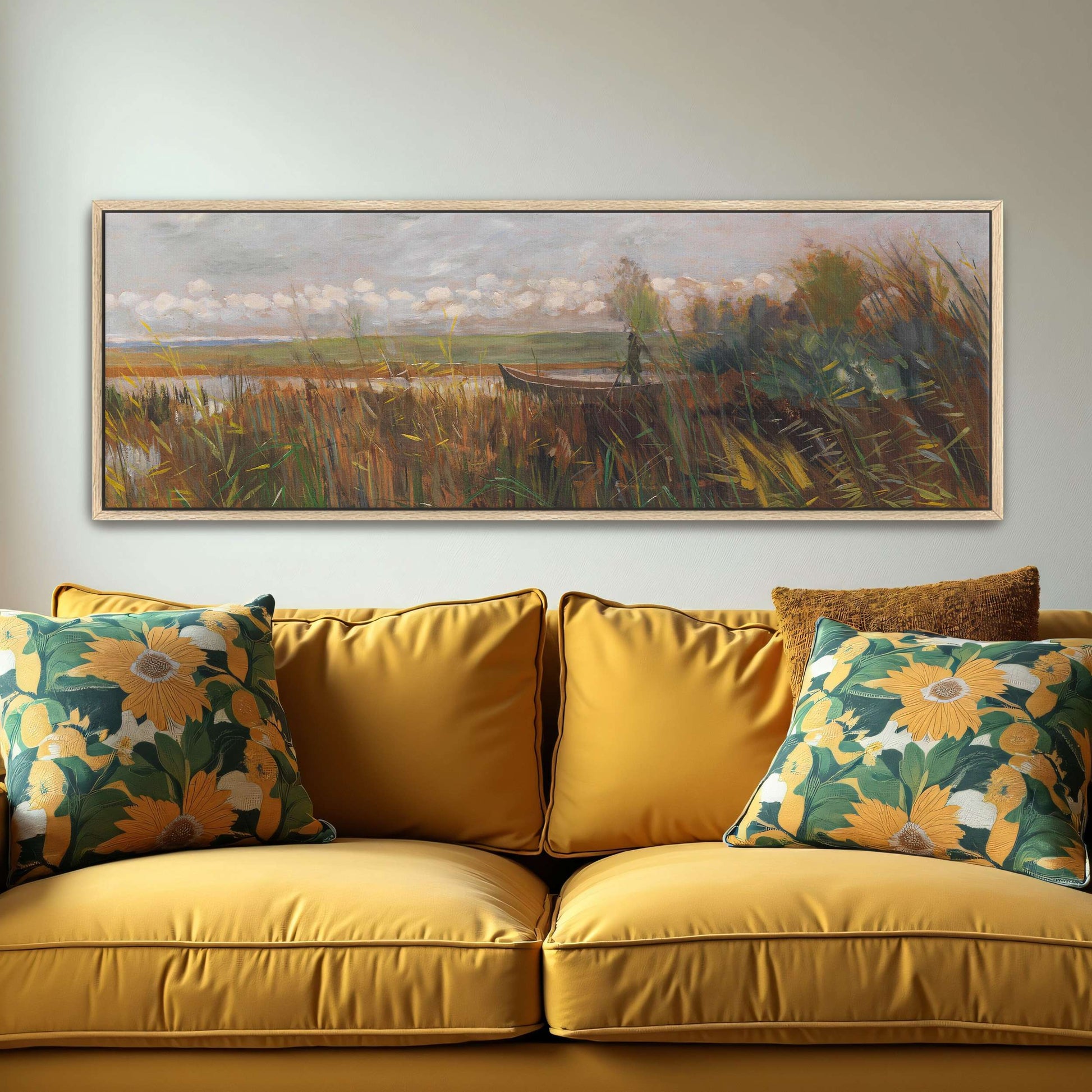 A boat in a marsh with reeds by Karl Hagemeister