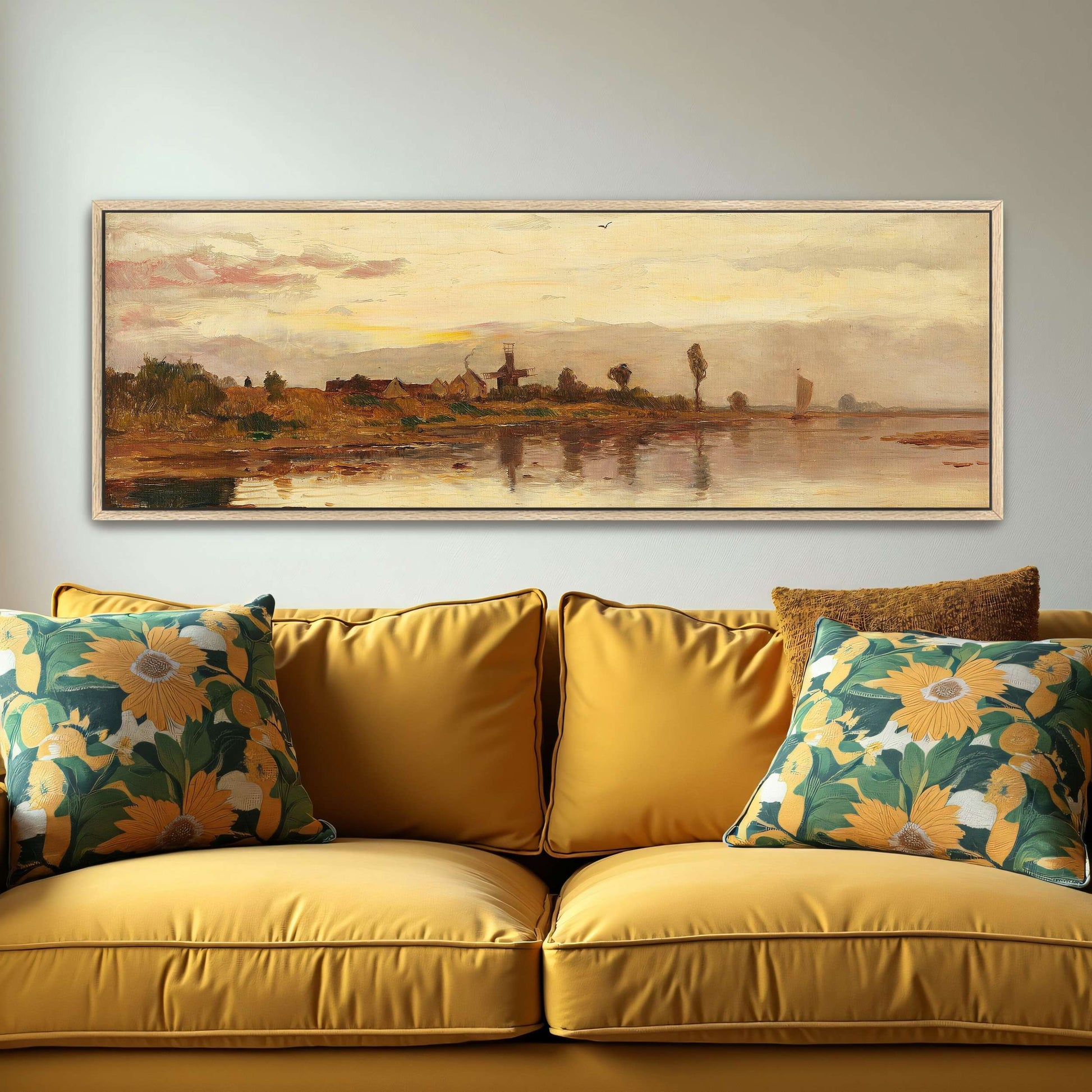 Sunset over a Dutch Canal with Windmill by Paul Baum