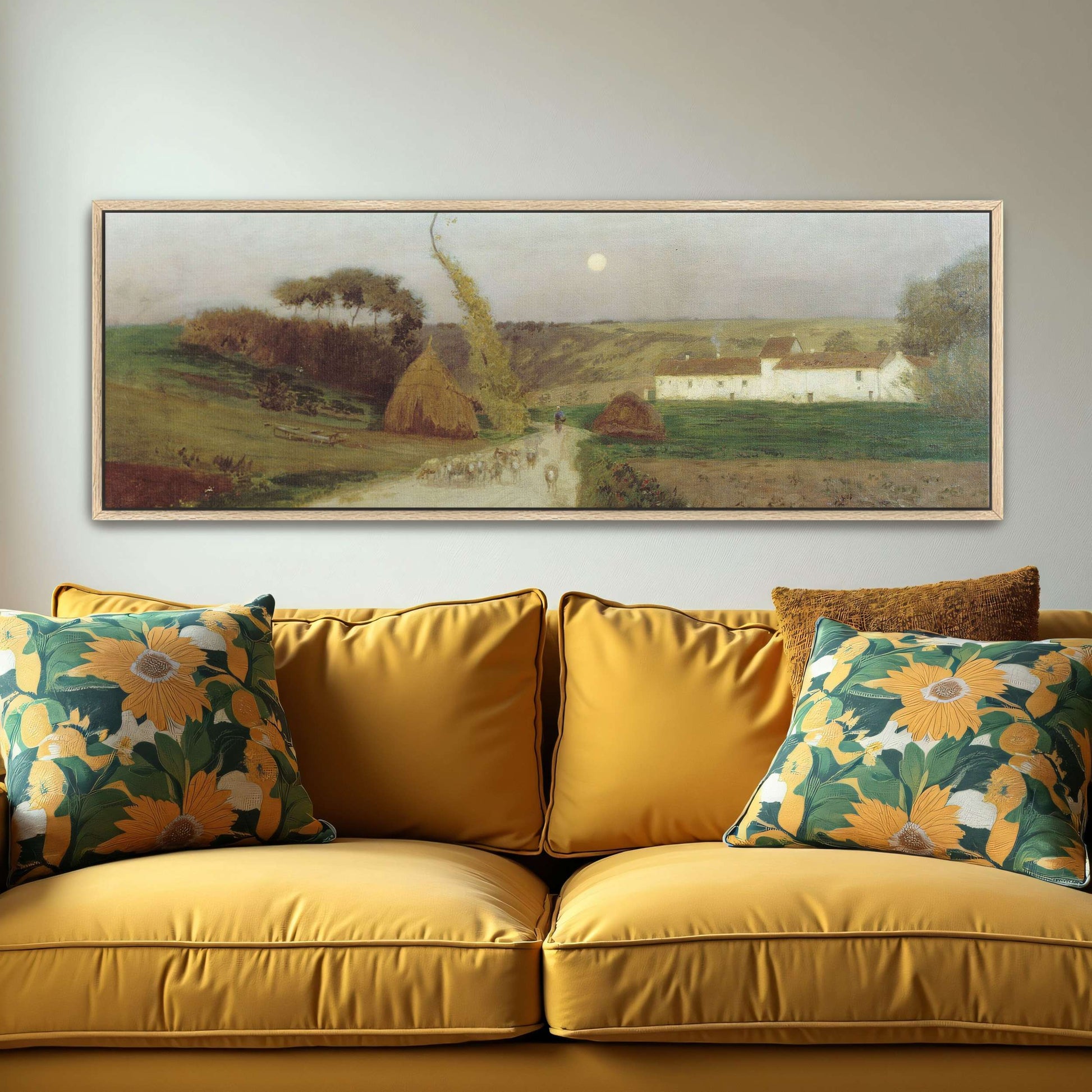 Countryside scene with moon and sheep by Eugen Jettel