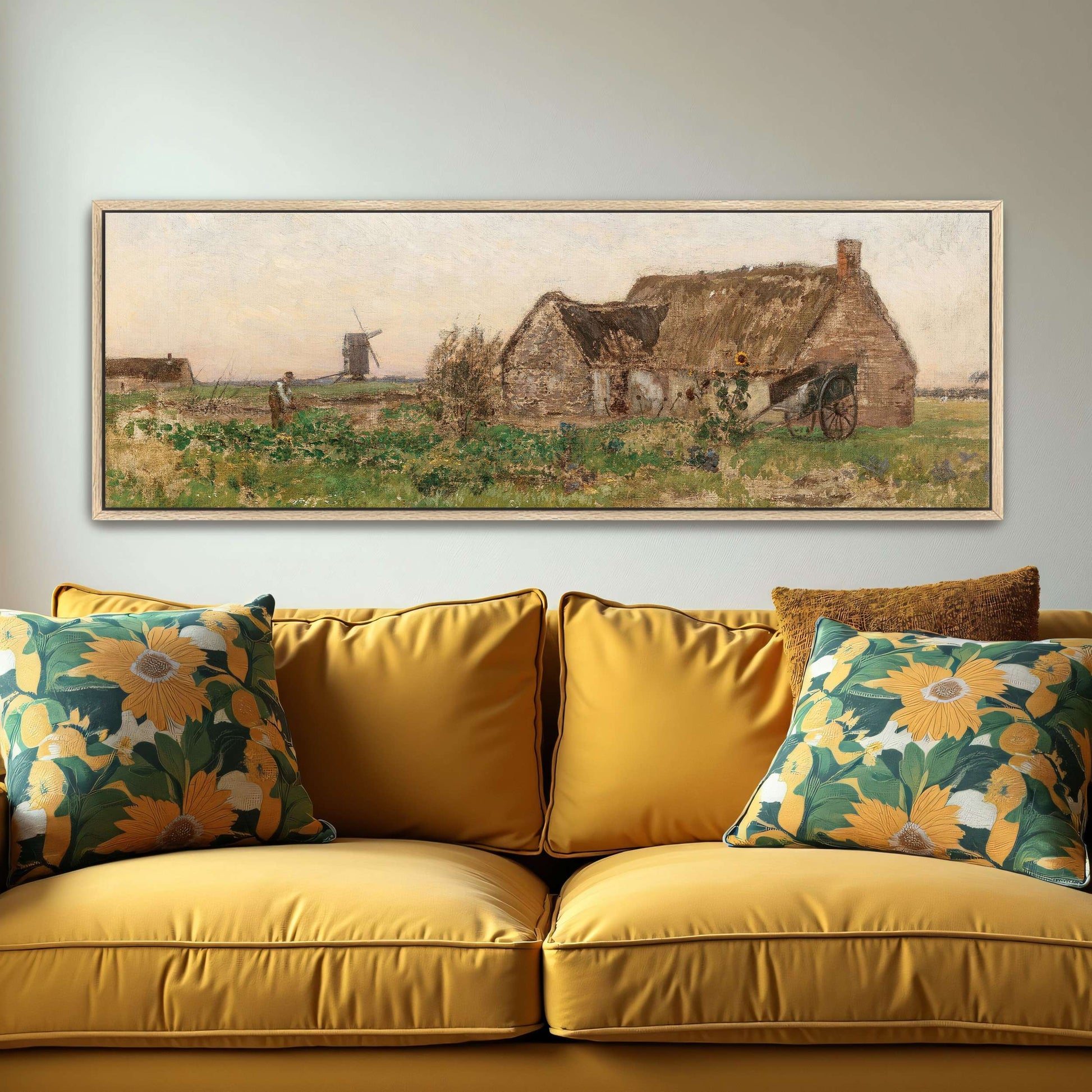 Rural scene with farmhouse, windmill by Eugen Jettel