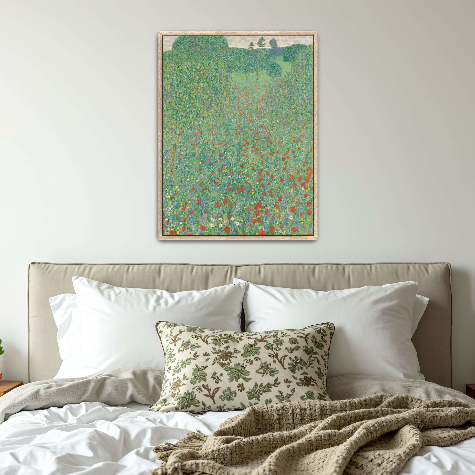 Field of red poppies and trees by Gustav Klimt