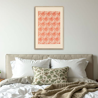 Orange Floral Pattern On White Background By Sydney Vacher