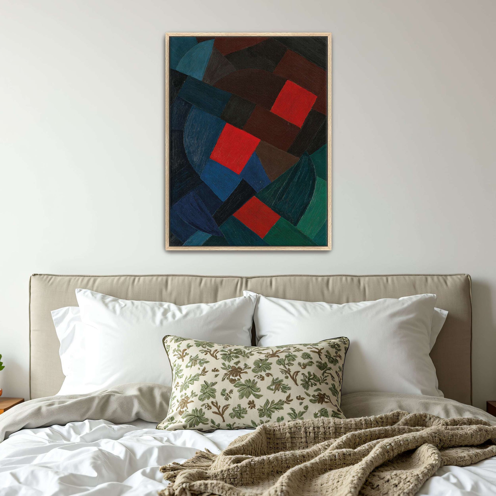 Abstract geometric painting with red squares by Otto Freundlich