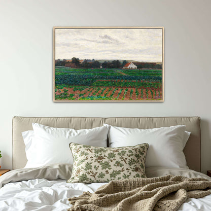 Farmhouse In A Field With Cloudy Sky By Paul Baum