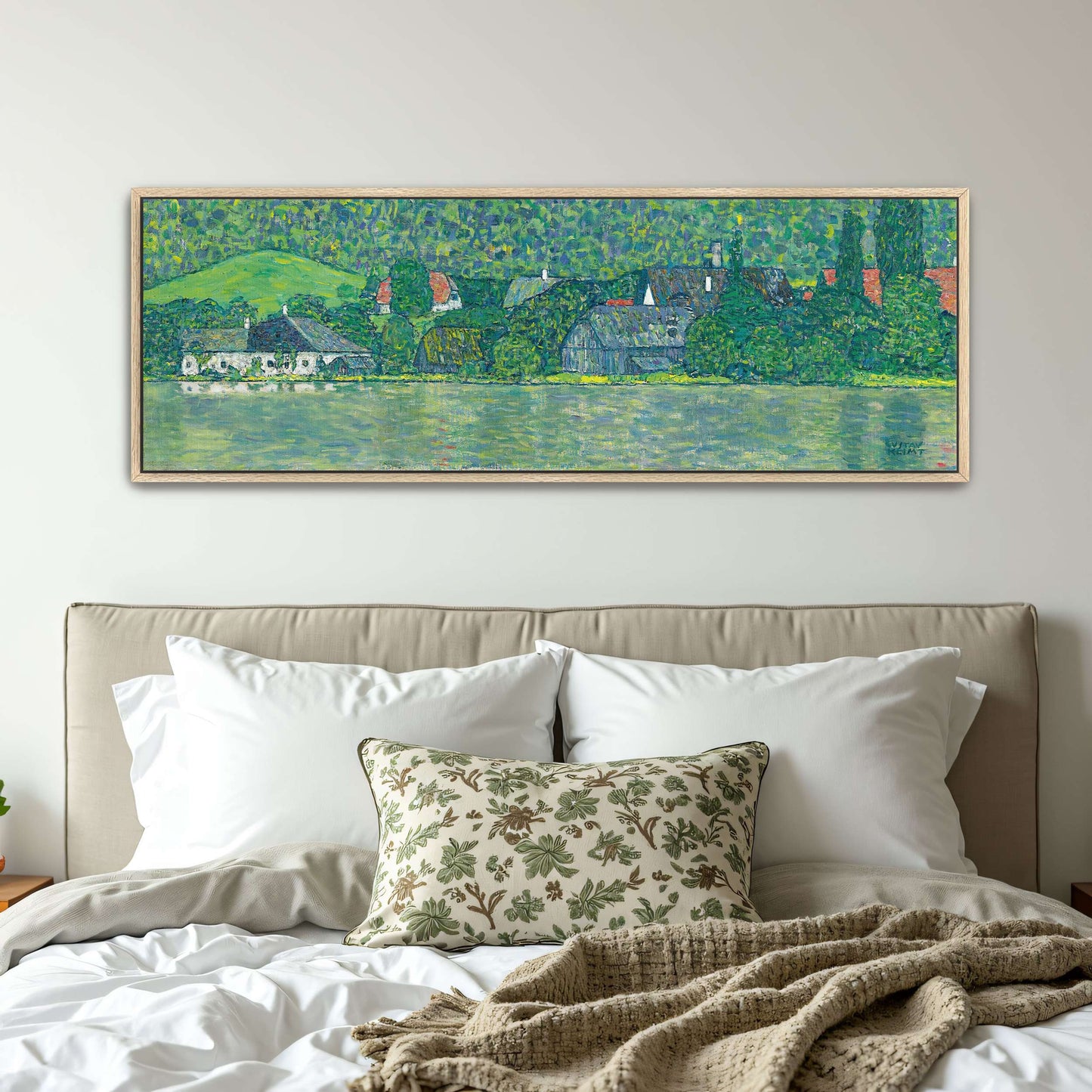 Village by a Lake with Green Hills by Gustav Klimt