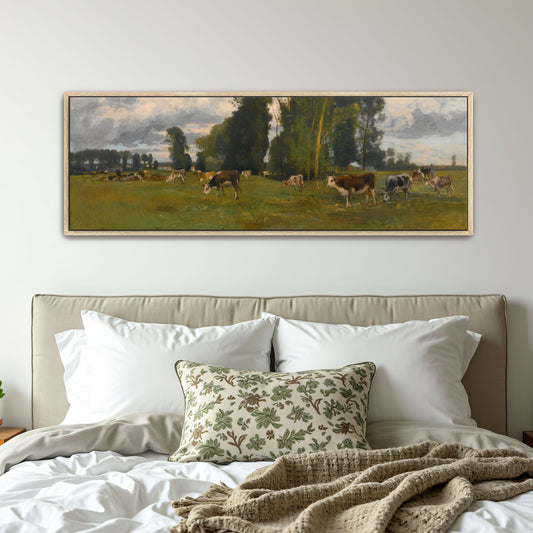 cows grazing in a field with trees by Eugen Jettel