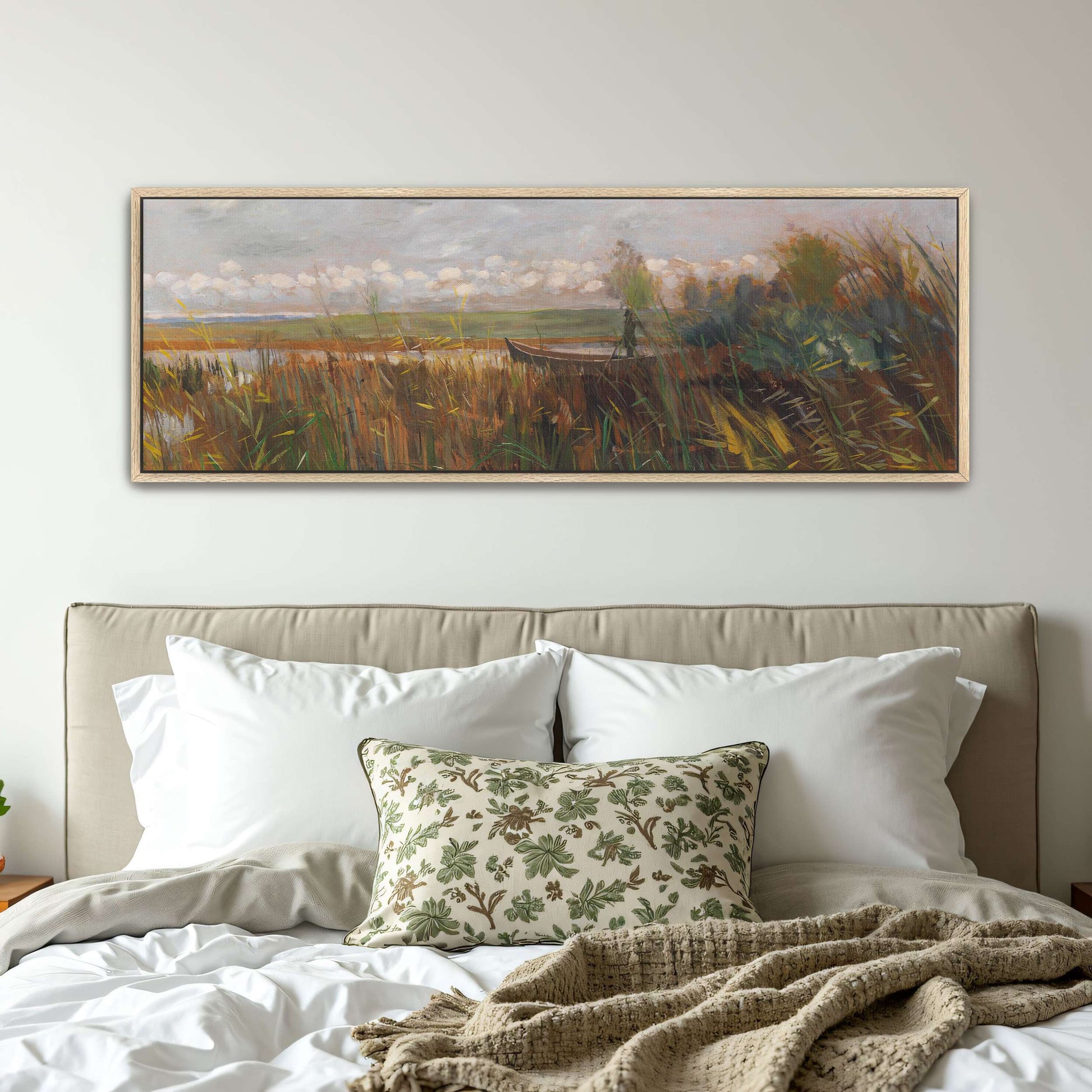 A boat in a marsh with reeds by Karl Hagemeister