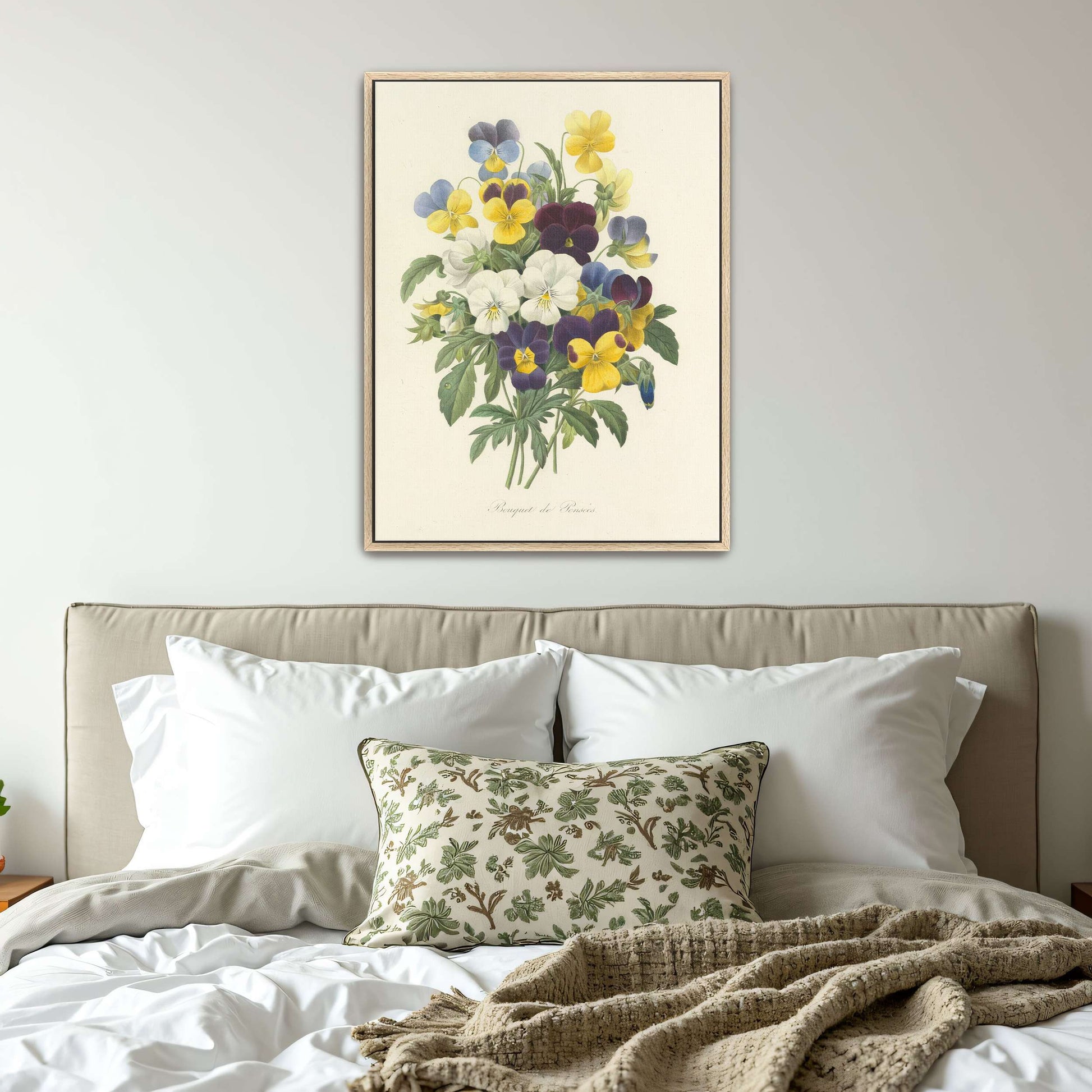 Pansies bouquet illustration by Pierre Joseph Redouté
