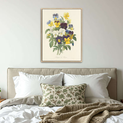 Pansies bouquet illustration by Pierre Joseph Redouté