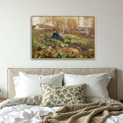 Woman In Field Gathering Harvest By Karl Hagemeister