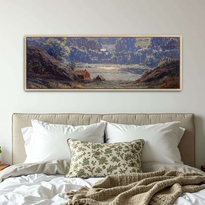 A landscape with a house in a valley by Leonard Ochtman