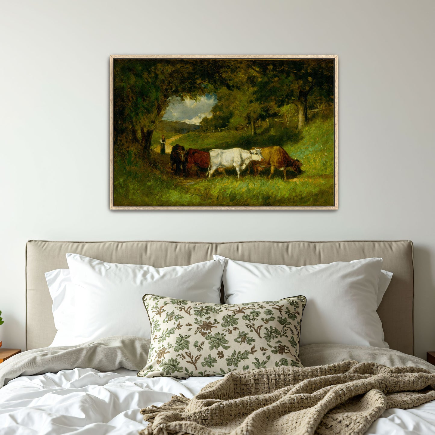 Cows Grazing In A Pastoral Setting By Edward Mitchell Bannister