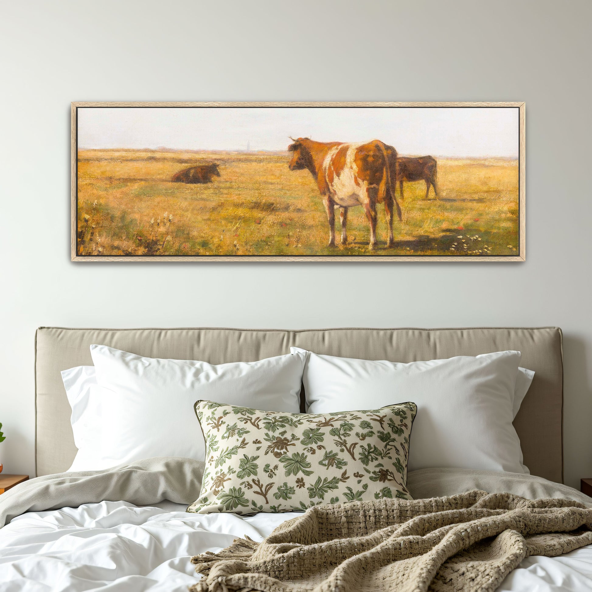 cows in a field, brown and white, rural landscape by Eugen Jettel