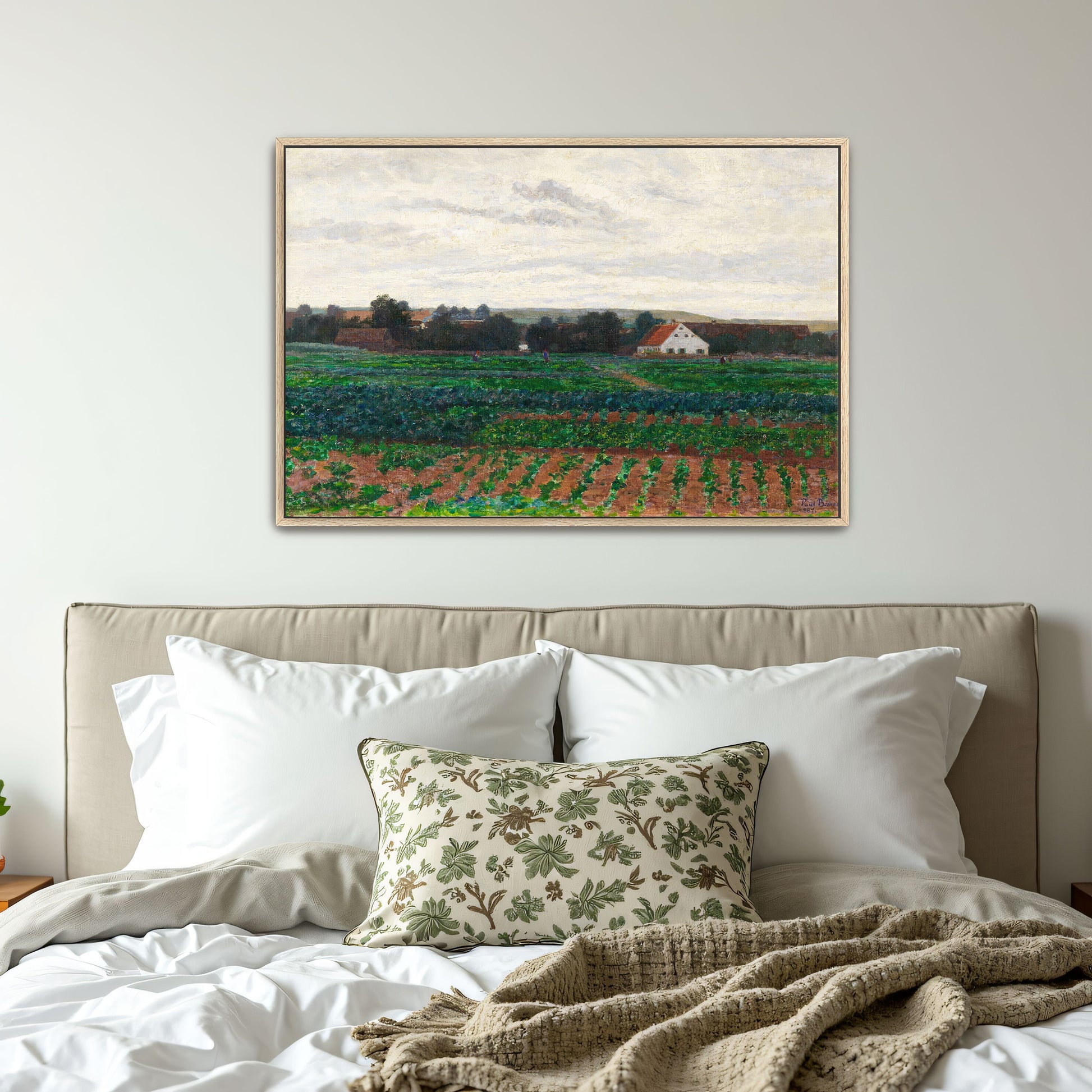 Farmhouse In A Field With Cloudy Sky By Paul Baum