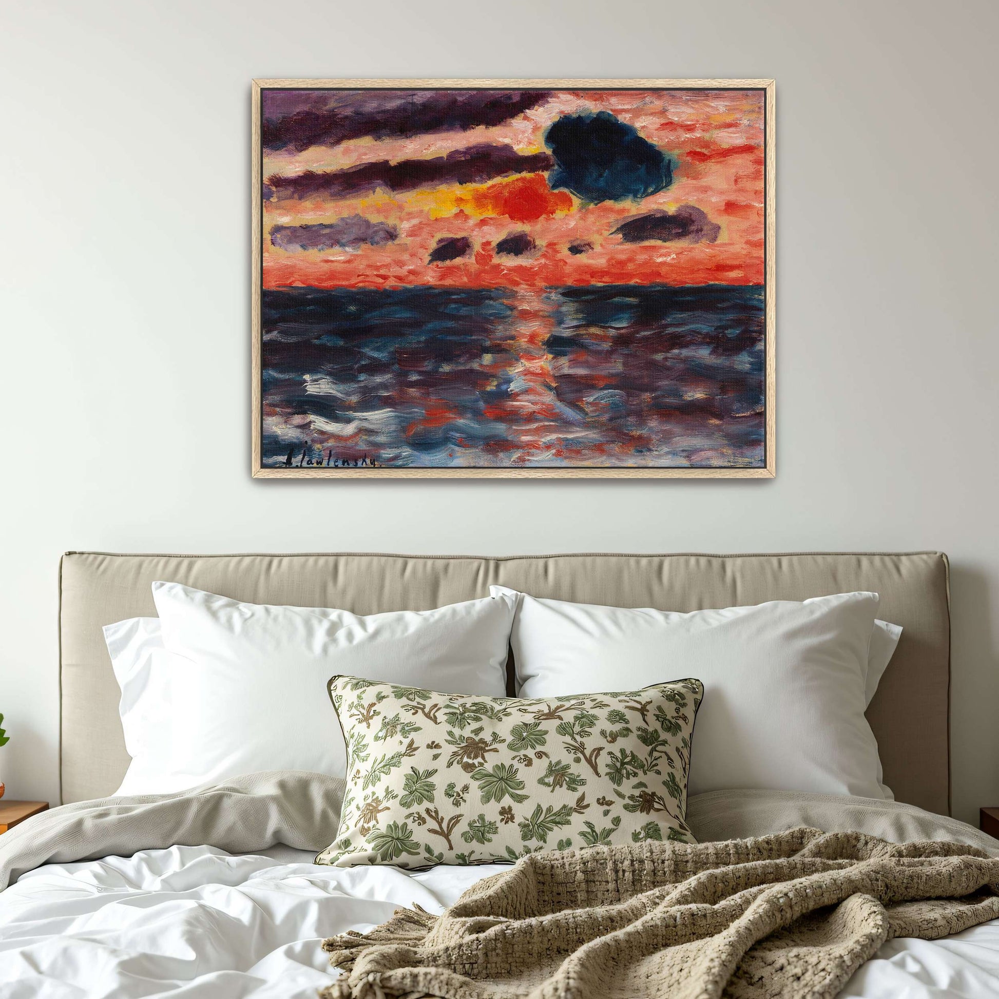 Sunset Over Sea With Dark Clouds And Red Hues By Alexej Von Jawlensky