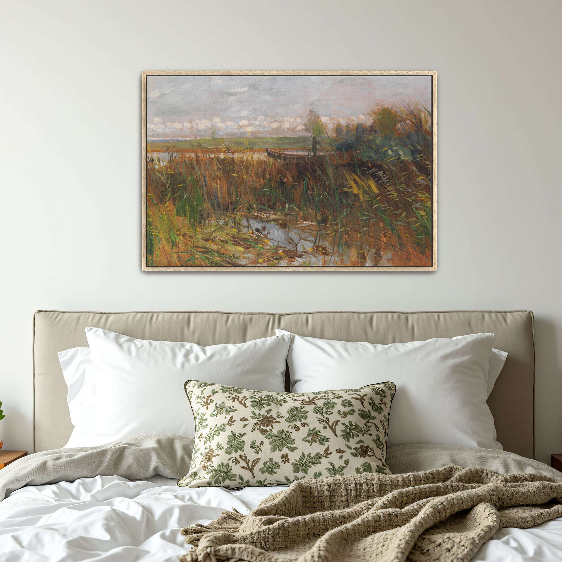A boat in a marsh with reeds by Karl Hagemeister