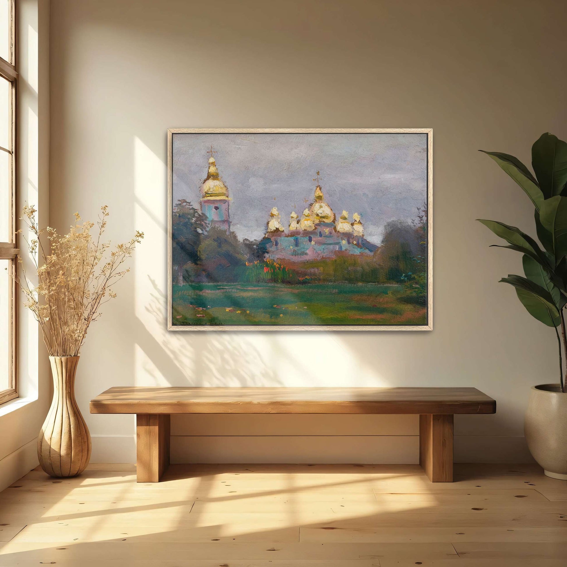 Church with Golden Domes in Landscape by Jan Stanislawski