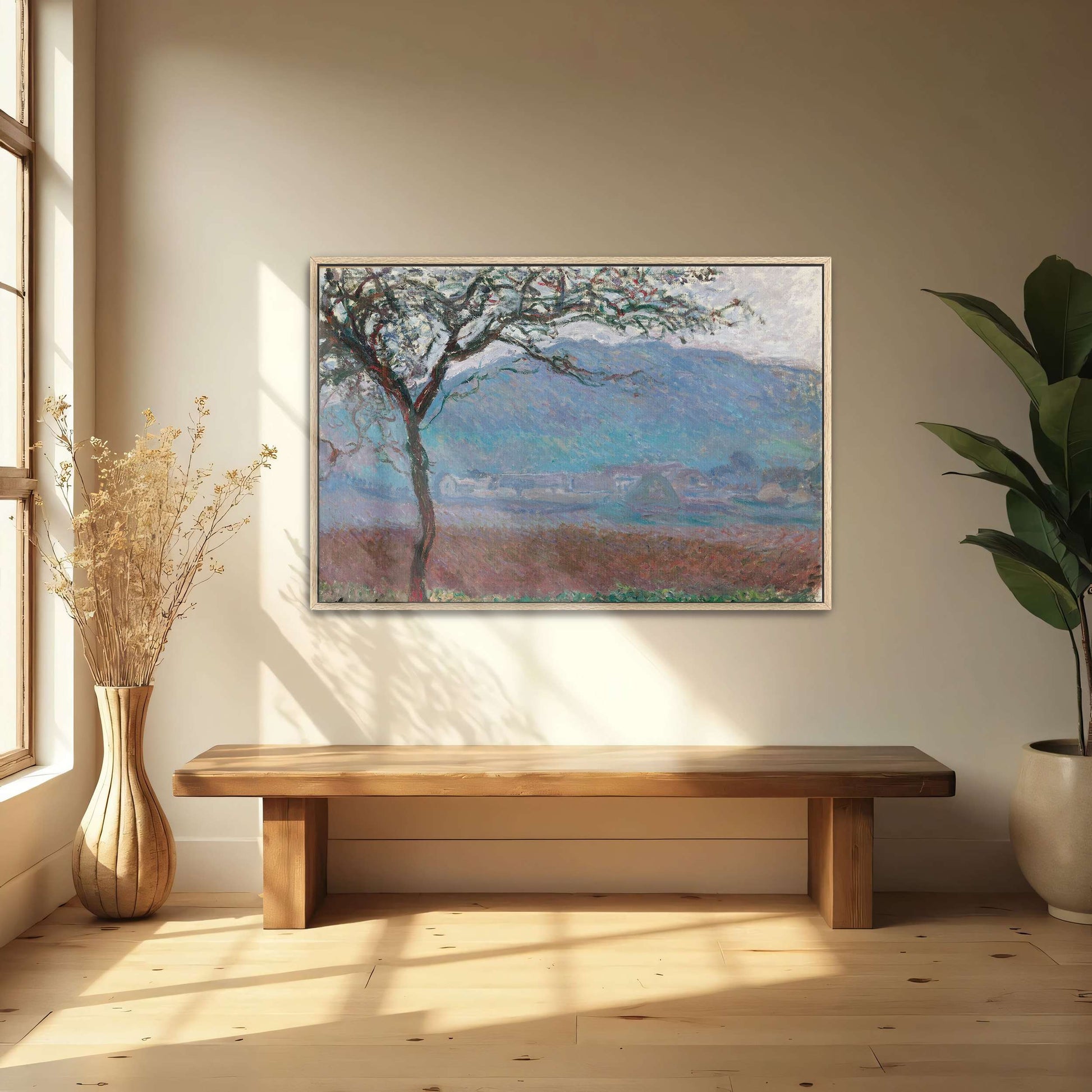 Tree In Landscape With Hazy Hills By Claude Monet