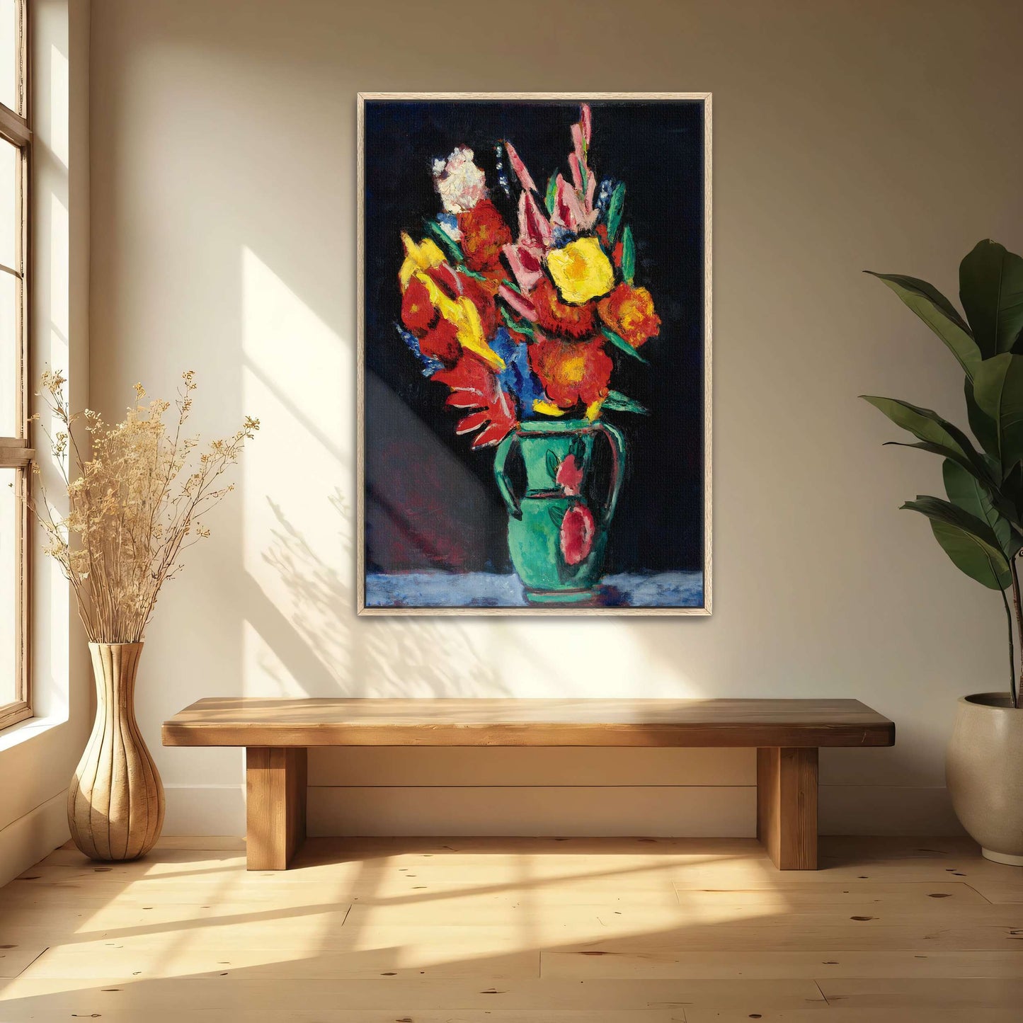 Vase of colorful flowers by Marsden Hartley