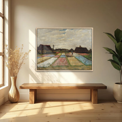 Colorful Flower Fields With Farmhouse By Vincent Van Gogh