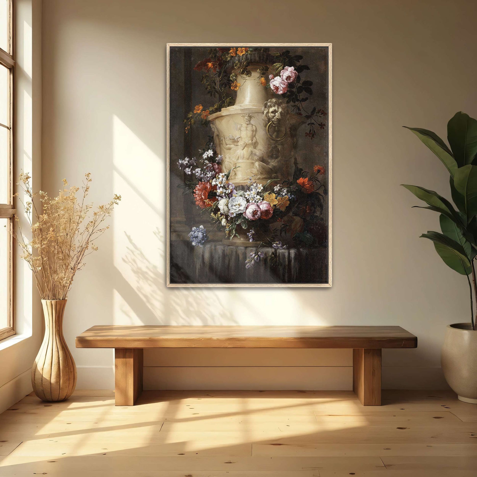 Marble Vase with Flowers and a Garland by Jean-Baptiste Monnoyer